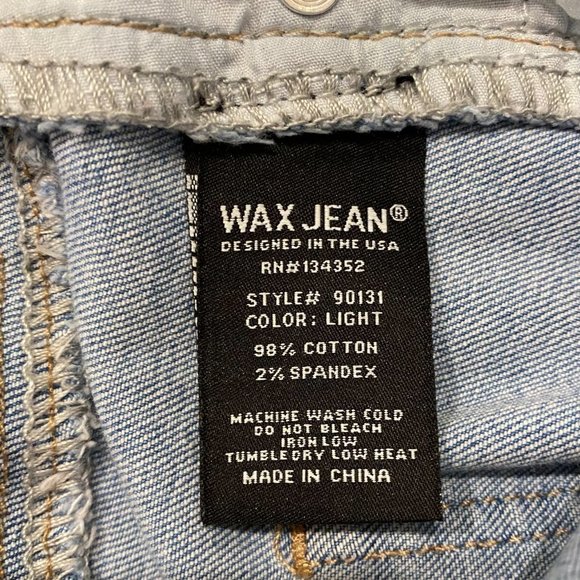 Wax Jeans Light Wash Distressed  Mini Denim Skirt Frayed Hem Size Large #1622 - Picture 6 of 9